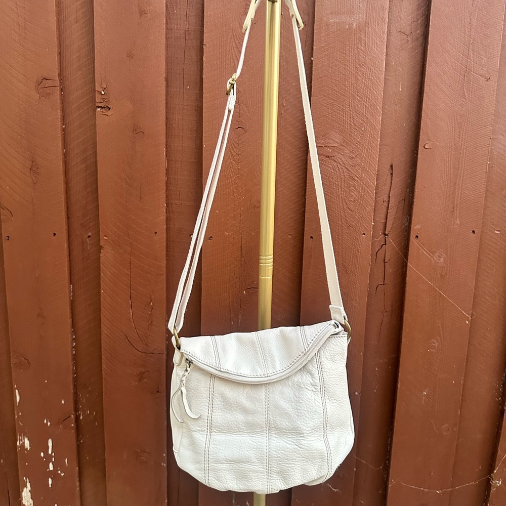 Saks Fifth Avenue Cream Leather Shoulder Bag